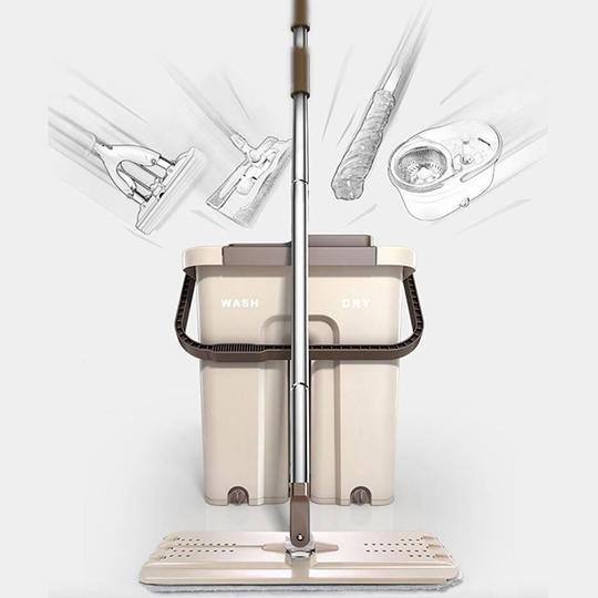 Hand Free Flat Mop and Bucket for Effortless Cleaning
