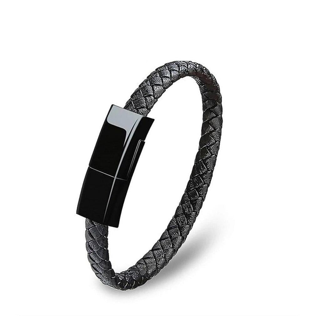 Stylish Leather Mini USB Bracelet Data Charging Cable