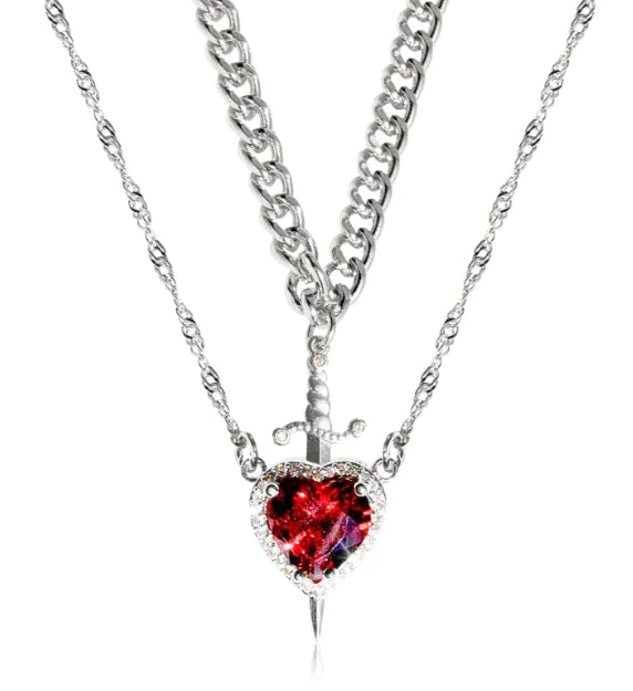 Heart Pierce Gothic Dagger Necklace for Bold Love
