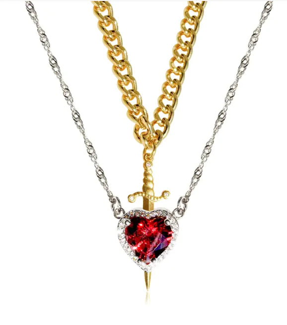 Heart Pierce Gothic Dagger Necklace for Bold Love