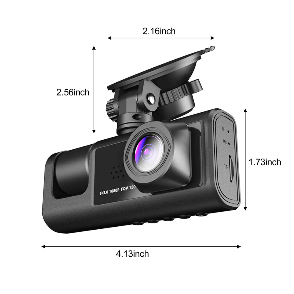 Car Dual Lens Dash Cam HD 1080P Front Rear Inside G-Sensor