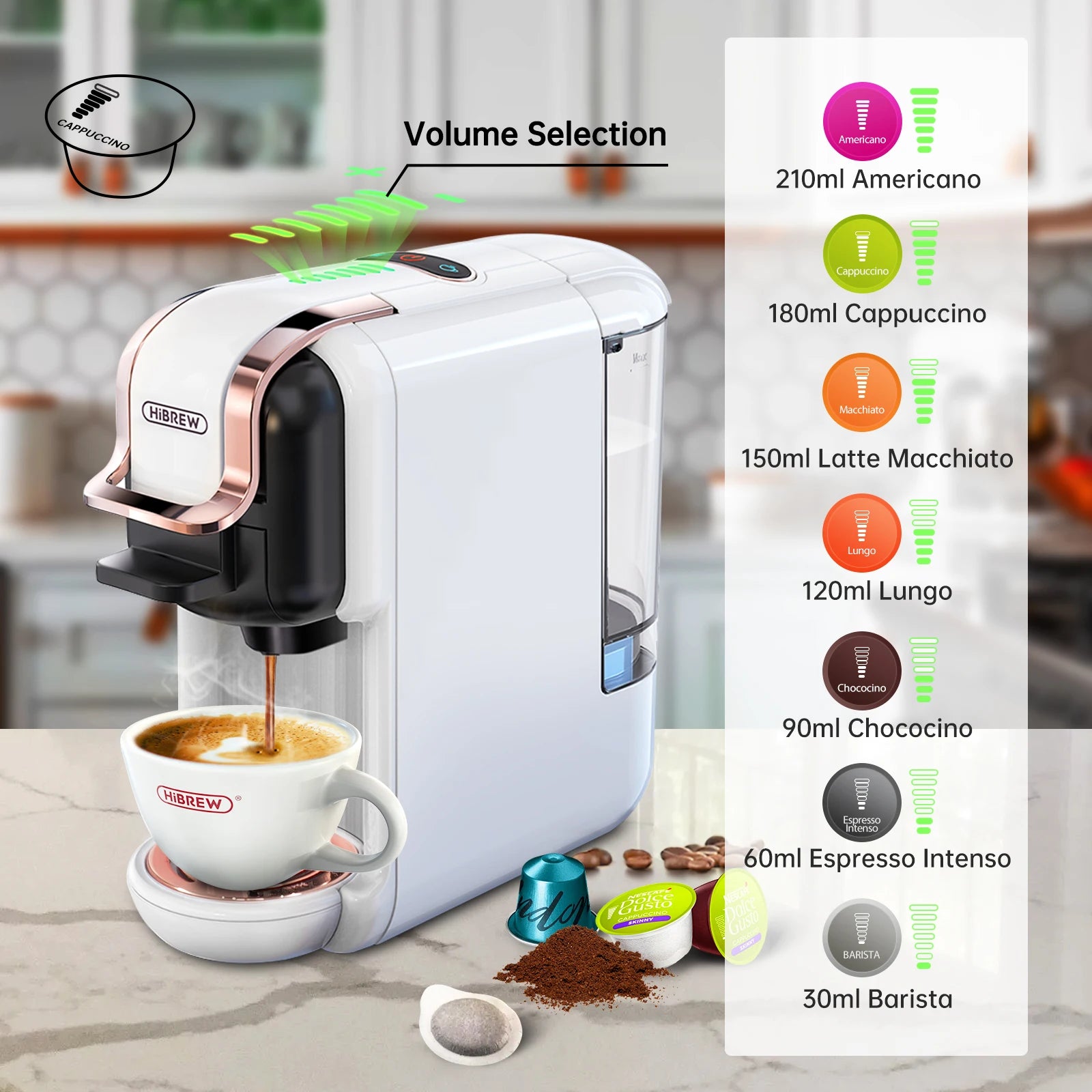 HiBREW Multiple Capsule Coffee Machine 5 in 1 Hot Cold