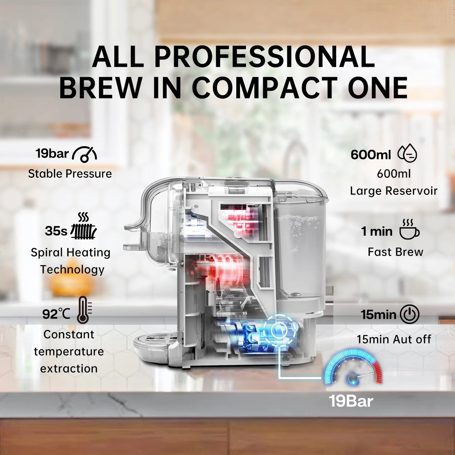 HiBREW Multiple Capsule Coffee Machine 5 in 1 Hot Cold