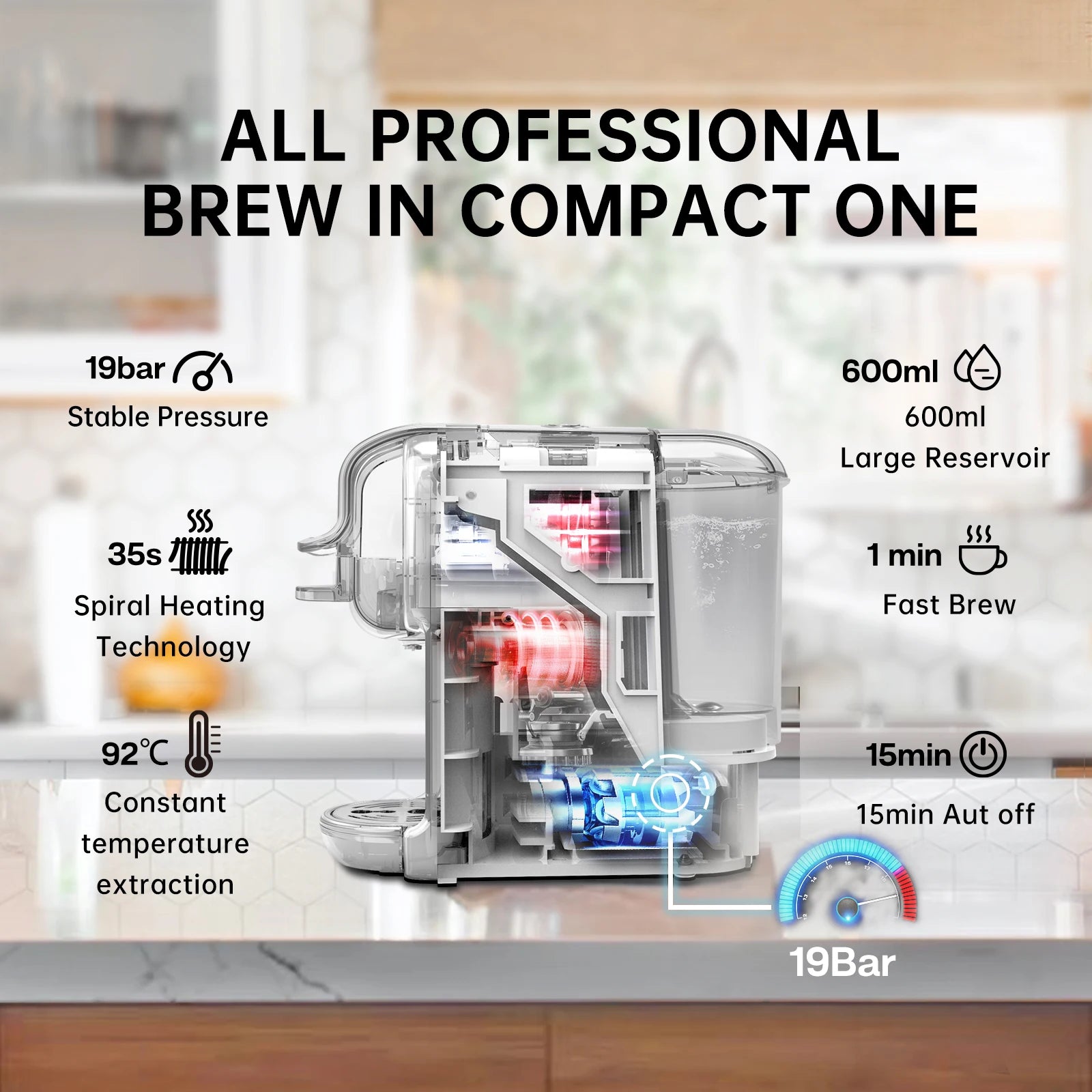 HiBREW Multiple Capsule Coffee Machine 5 in 1 Hot Cold