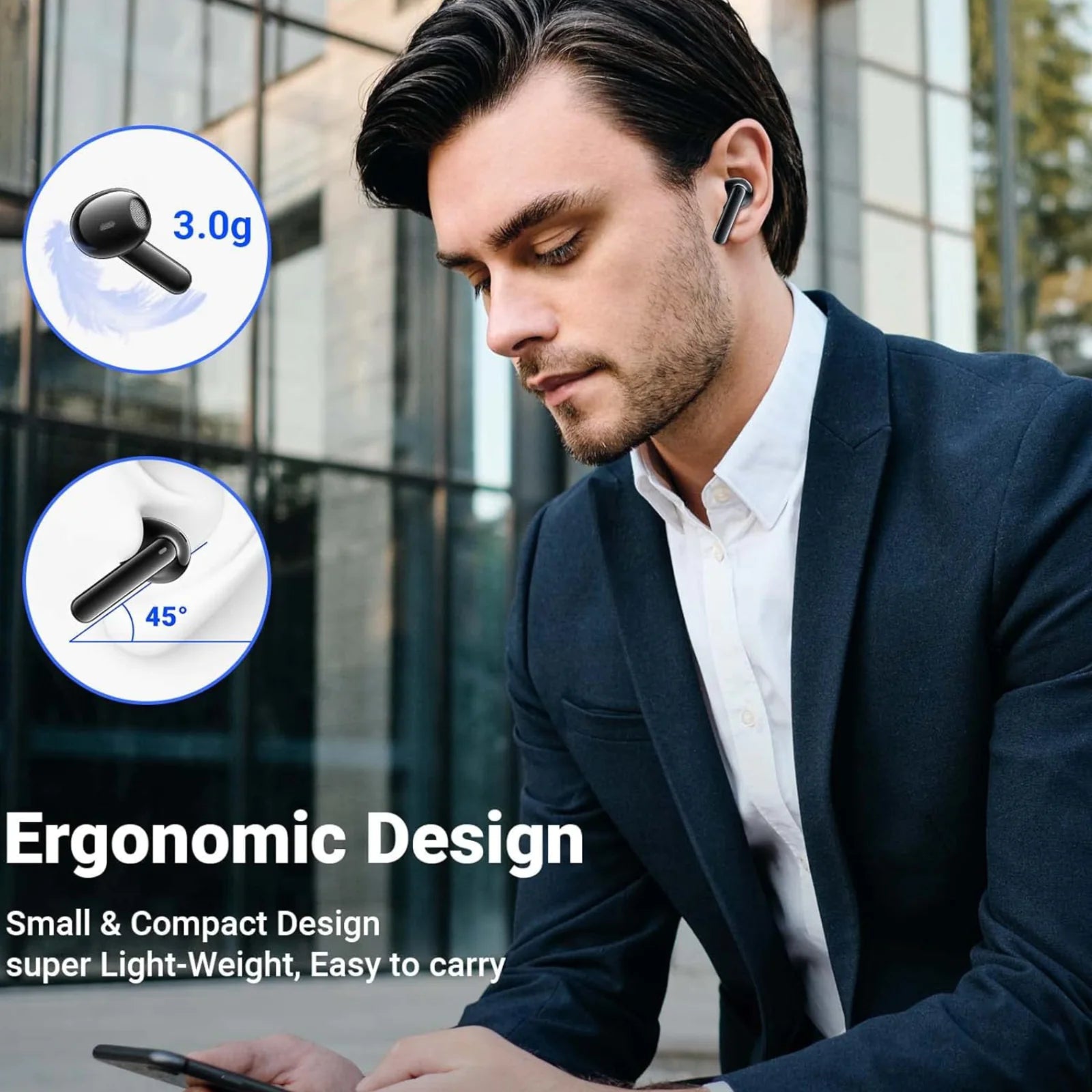 Bluetooth Earbuds Headset 5.3 Wireless Noise Cancelling TWS Waterproof