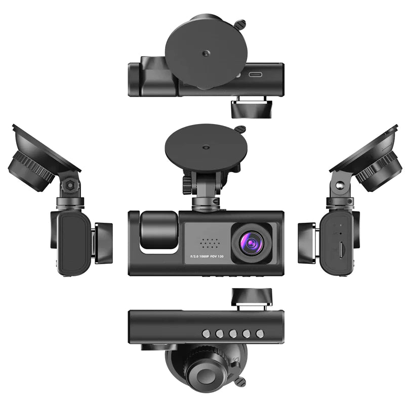 Car Dual Lens Dash Cam HD 1080P Front Rear Inside G-Sensor