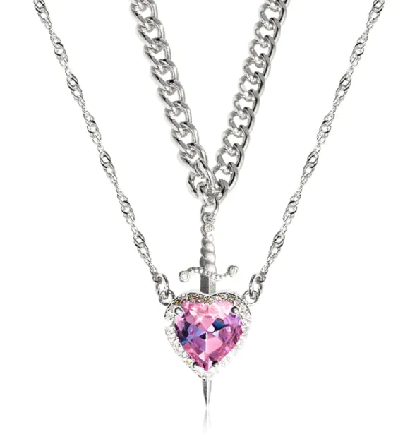 Heart Pierce Gothic Dagger Necklace for Bold Love