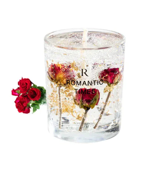 Luxury Jelly Wax Candles with Real Flowers and Gold Foil