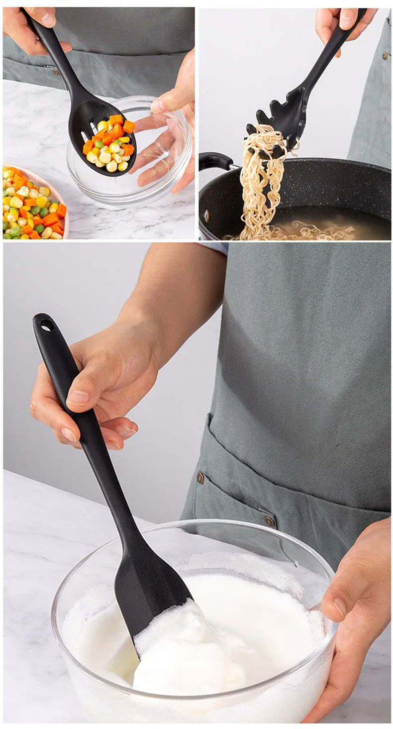 Black Silicone Cooking Utensils Set for Non-Stick Pans