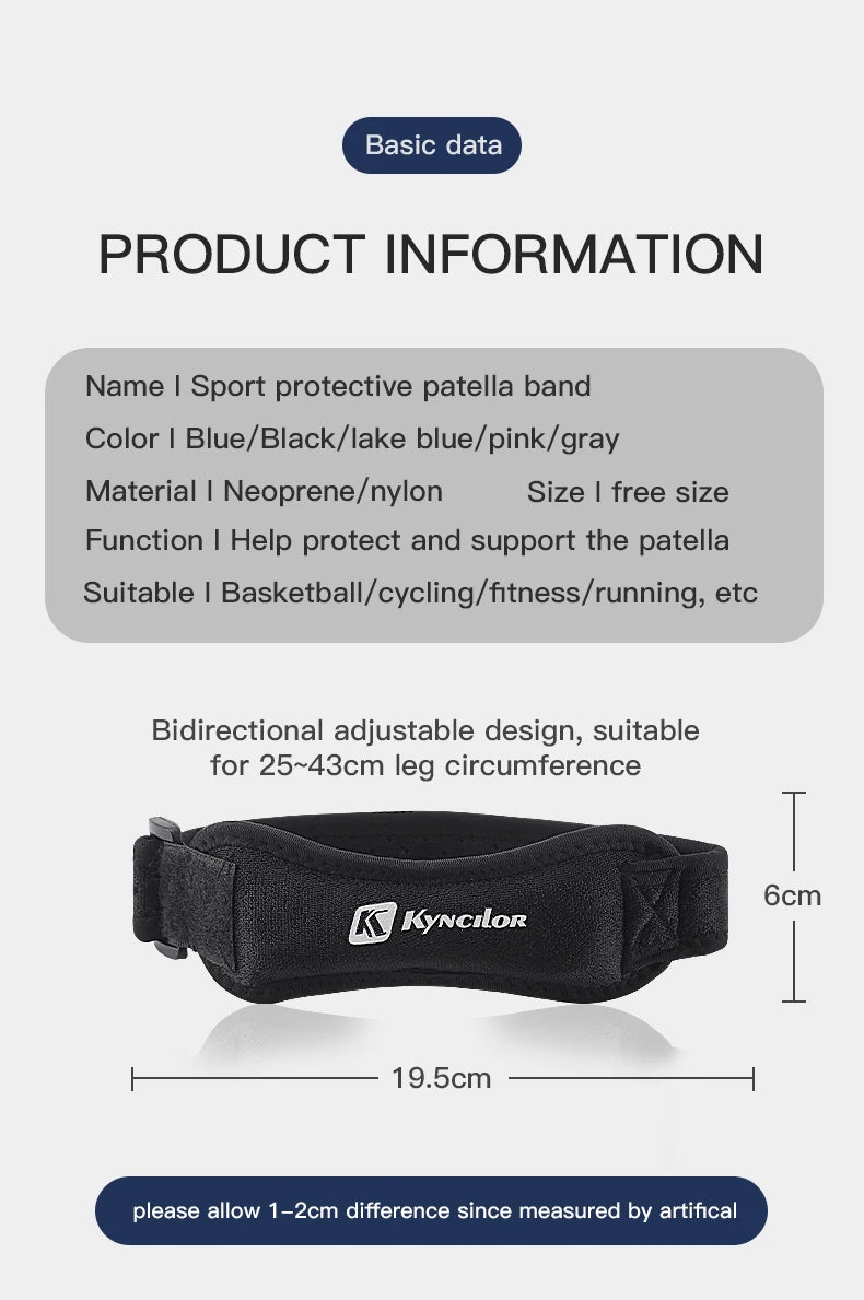 Adjustable 1 Piece Knee Patellar Tendon Support Sleeve
