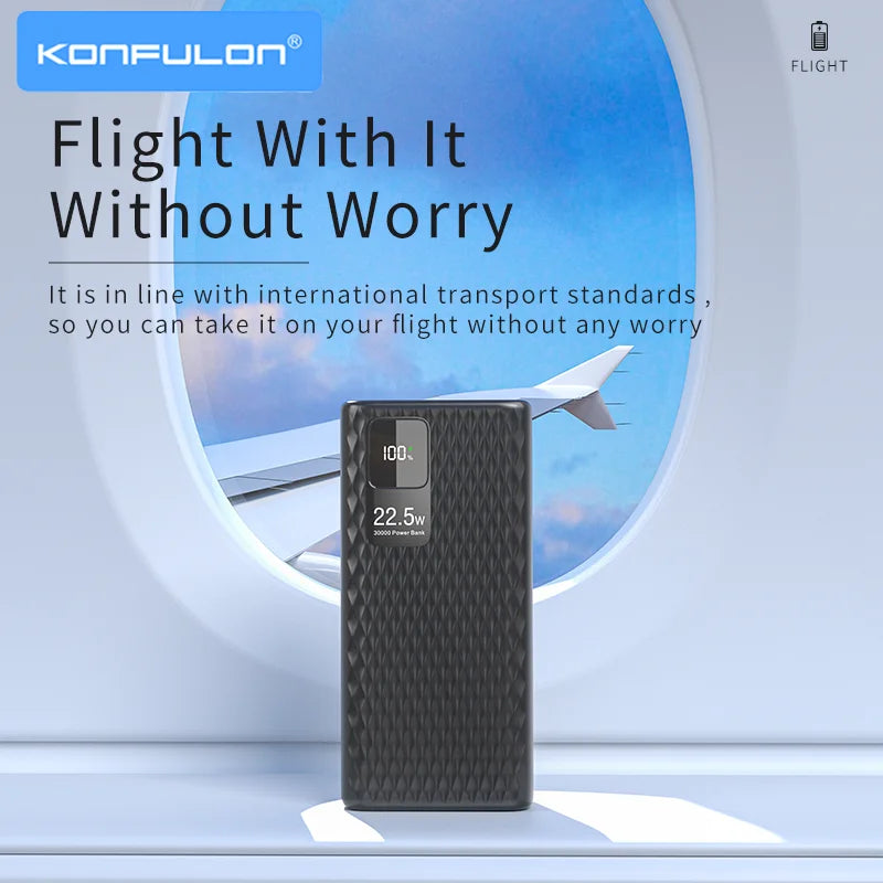 Power Bank 30000mAh With 20W PD Quick Charging Portability