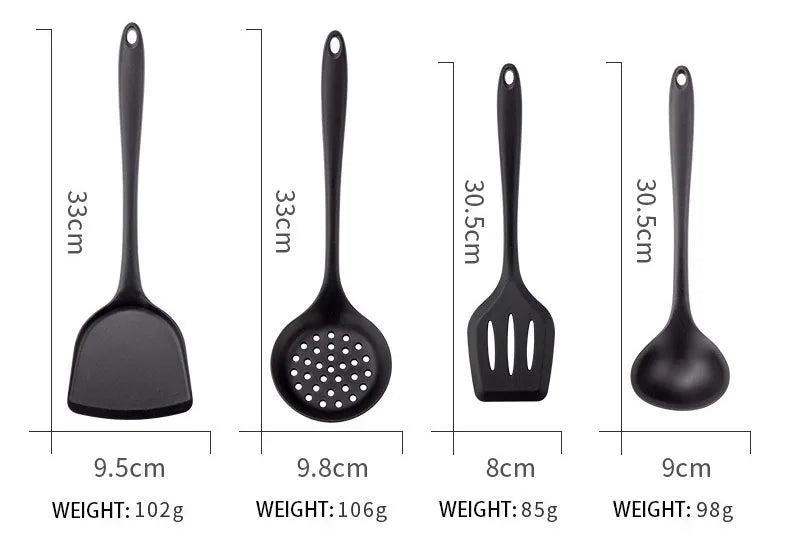 Black Silicone Cooking Utensils Set for Non-Stick Pans