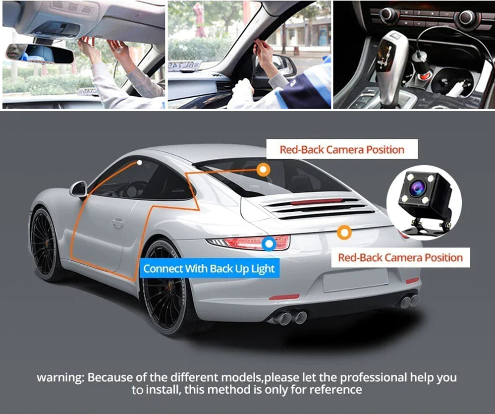 Car Dual Lens Dash Cam HD 1080P Front Rear Inside G-Sensor