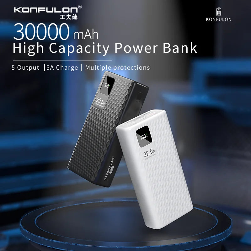 Power Bank 30000mAh With 20W PD Quick Charging Portability