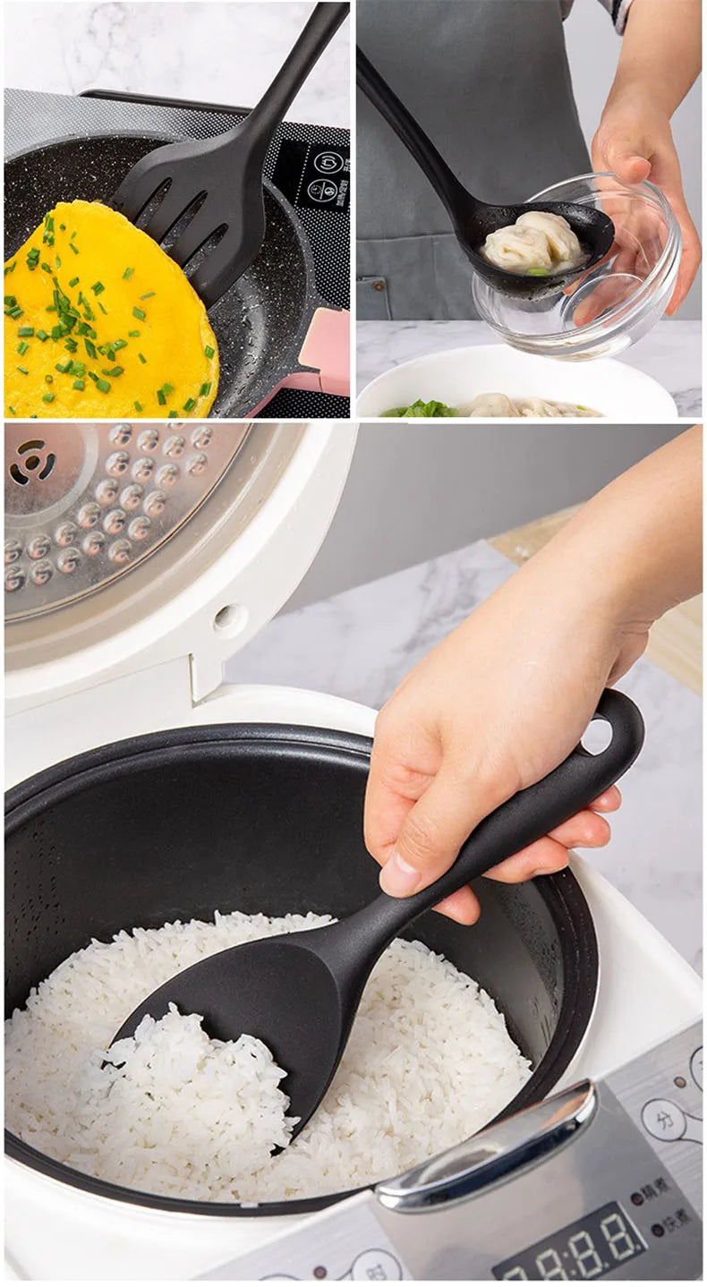 Black Silicone Cooking Utensils Set for Non-Stick Pans