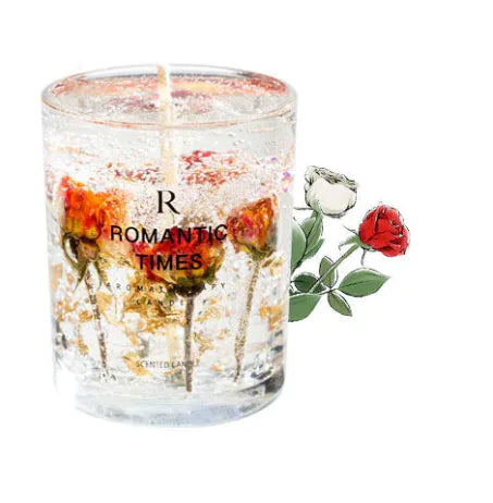 Luxury Jelly Wax Candles with Real Flowers and Gold Foil