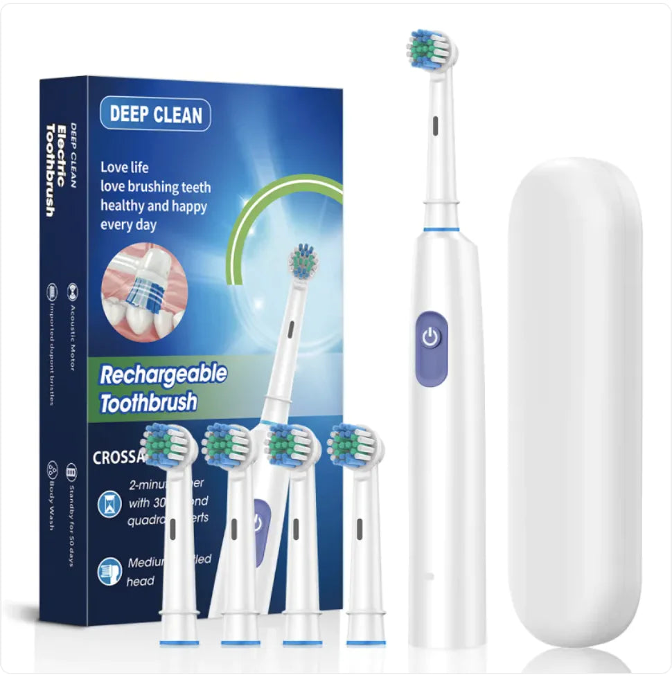 Rotating Round Head Electric Toothbrush with 5 Speeds
