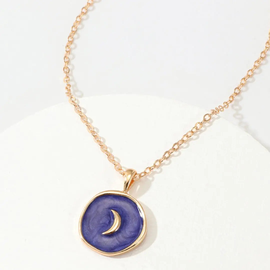 Astral Necklace Navy: Modern Elegance with Moon Symbol