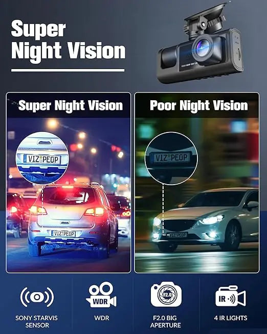 High-Definition Car Dash Cam for Day and Night Safety