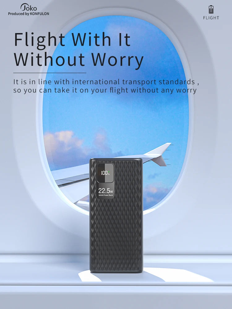 Power Bank 30000mAh With 20W PD Quick Charging Portability