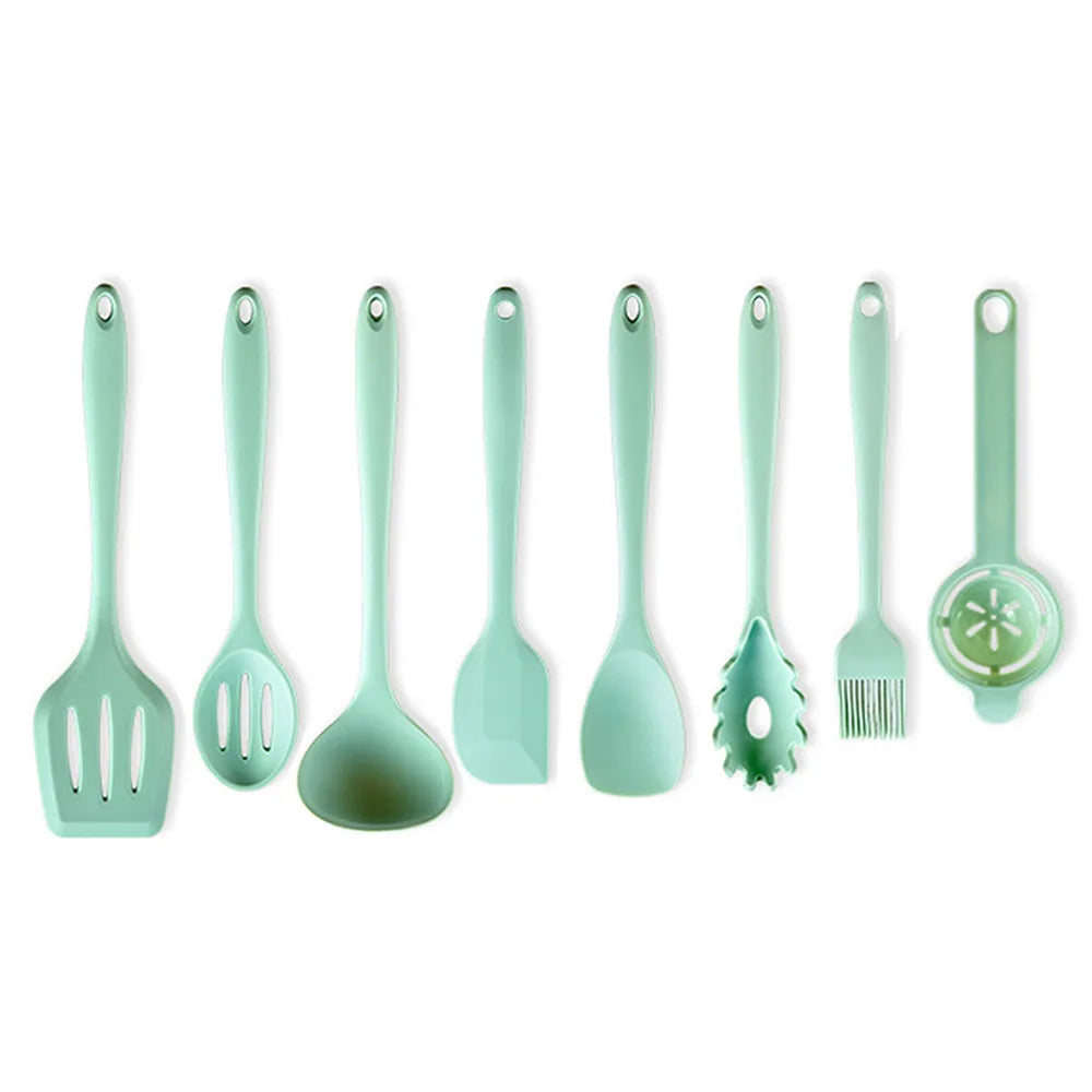 Green Heat Resistant Silicone Utensil Set for Non-Stick Cooking