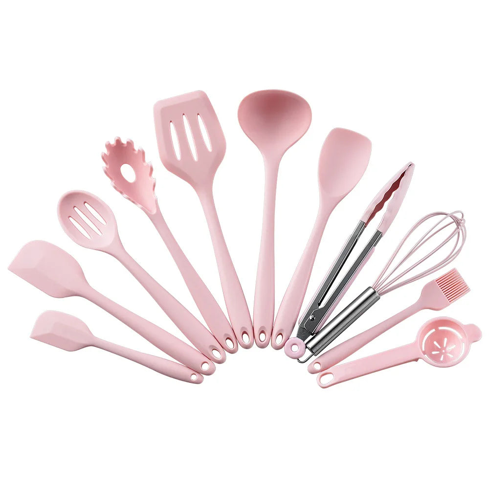 Green Heat Resistant Silicone Utensil Set for Non-Stick Cooking