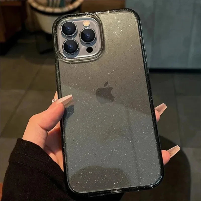 Luxury Bling Glitter Clear Phone Case For iPhone 15 11 13 12 14 Pro Max X XR XS 7 8 Plus SE3 Shockproof Cover