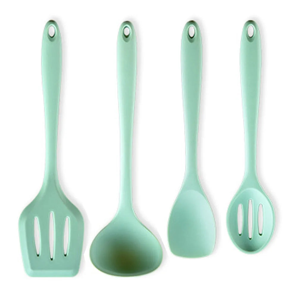 Green Heat Resistant Silicone Utensil Set for Non-Stick Cooking