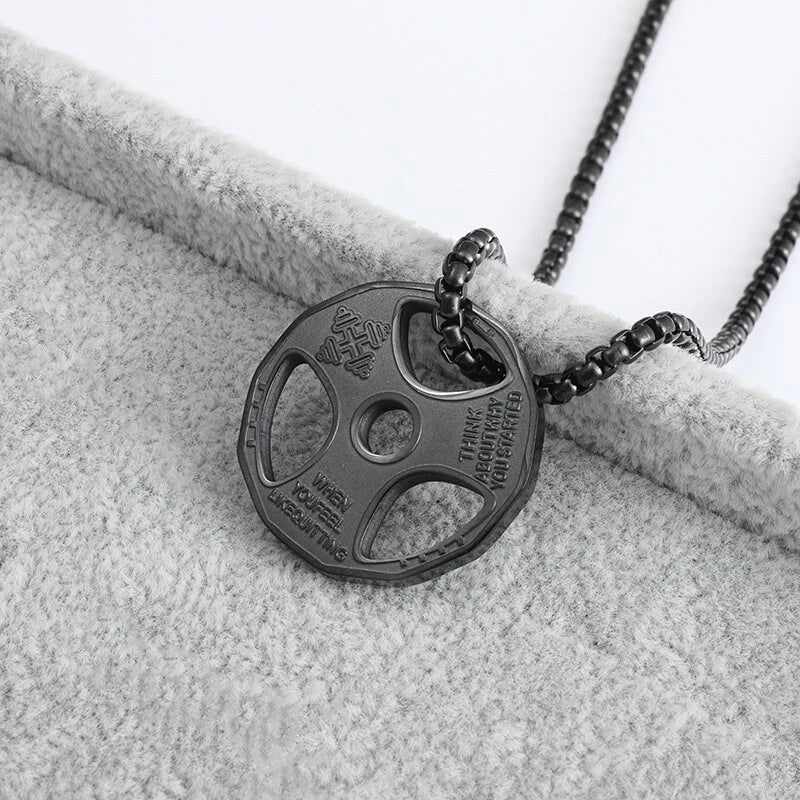 Titanium Steel Dumbbell Pendant Necklace for Muscular Men
