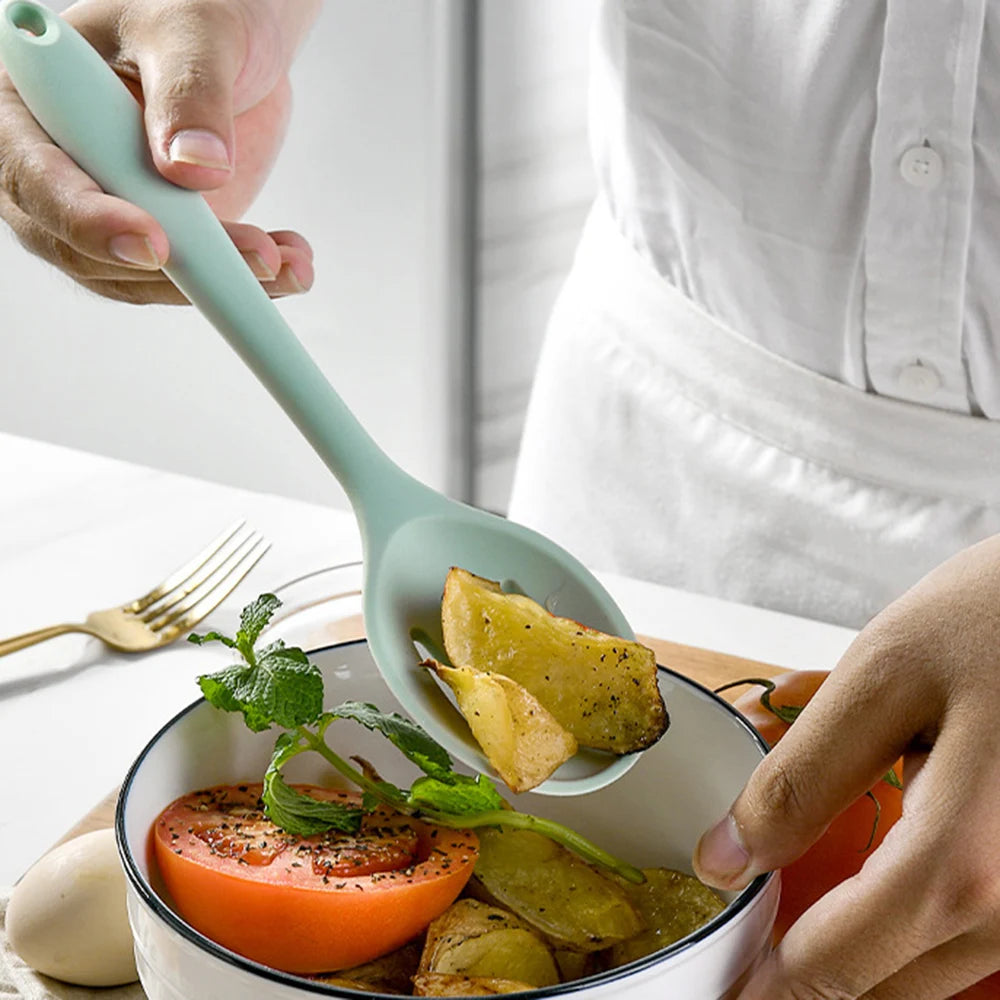 Green Heat Resistant Silicone Utensil Set for Non-Stick Cooking