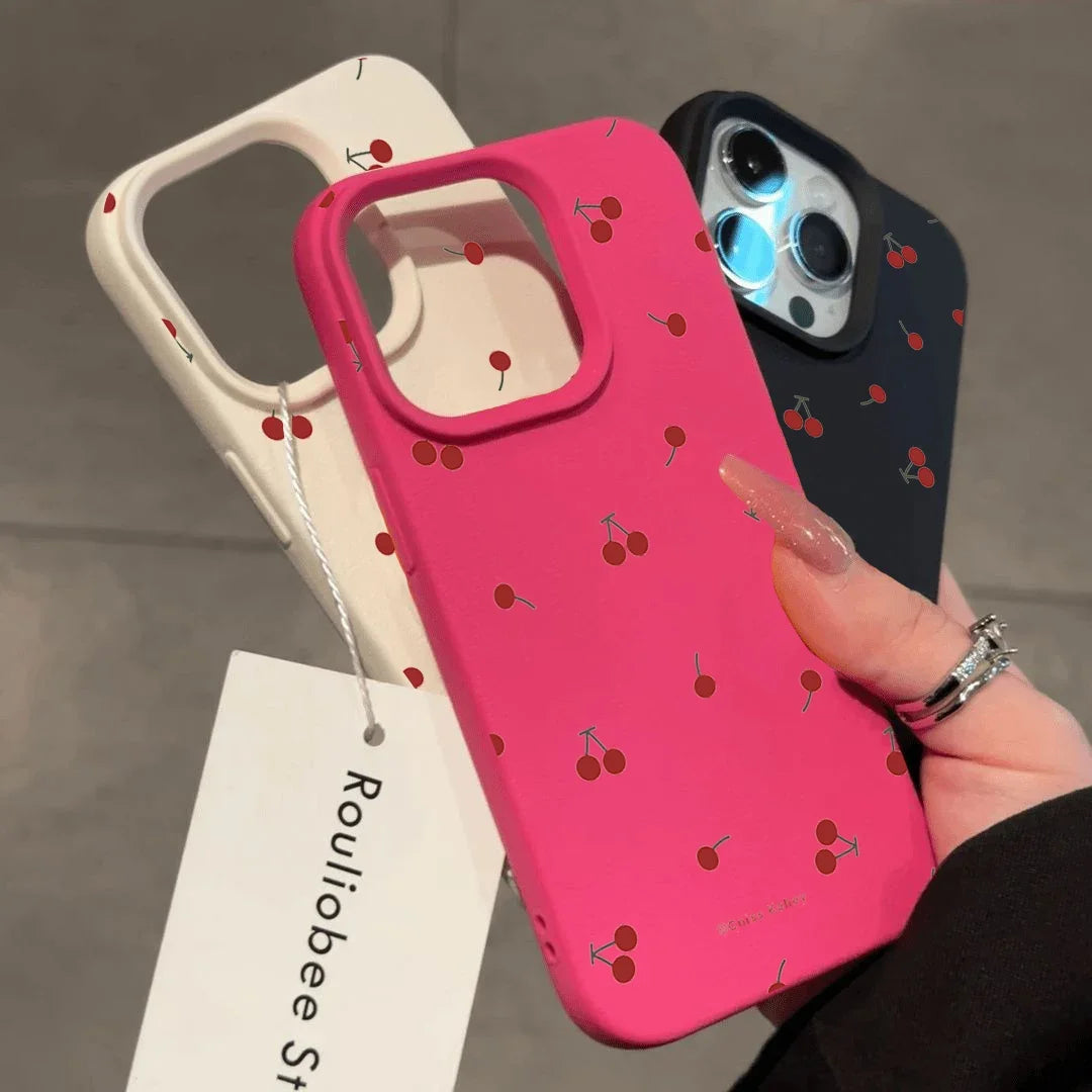 Cute Cartoon Cherry Lichee Pattern Silicone Phone Case