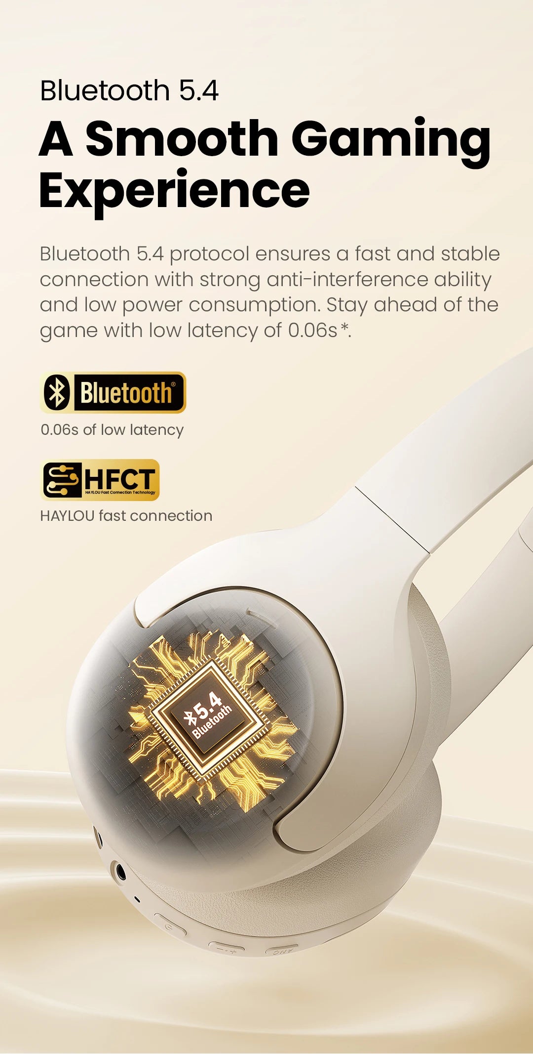 HAYLOU S30 Wireless Bluetooth 5.4 Headphones 80H Playtime