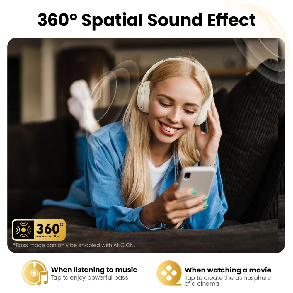HAYLOU S30 Wireless Bluetooth 5.4 Headphones 80H Playtime