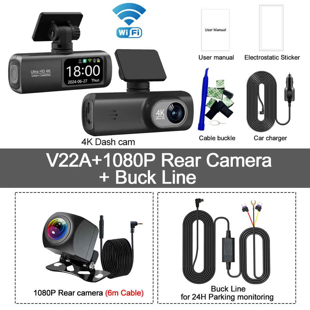 Soam Dash Cam 4K 1080P Dual-Channel Car DVR with GPS