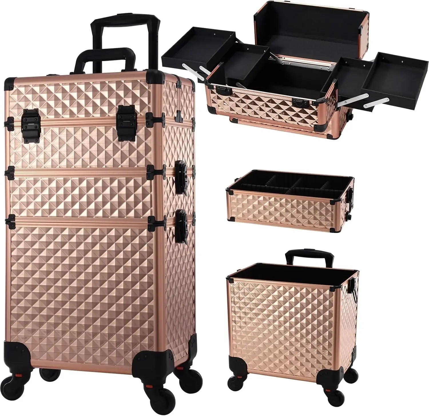 Rolling Makeup Case 3 In 1 Large Capacity Trolley
