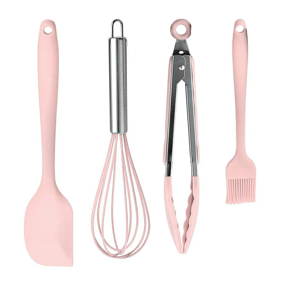 Green Heat Resistant Silicone Utensil Set for Non-Stick Cooking