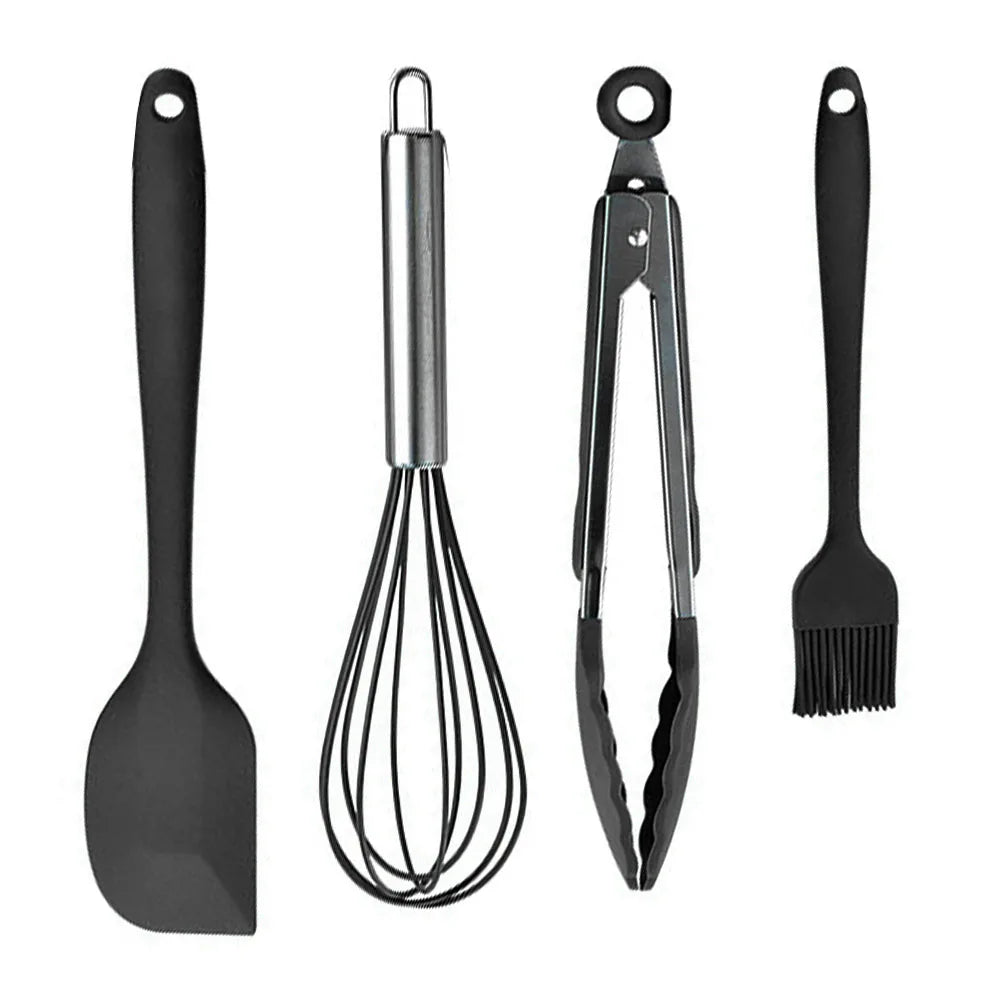 Green Heat Resistant Silicone Utensil Set for Non-Stick Cooking