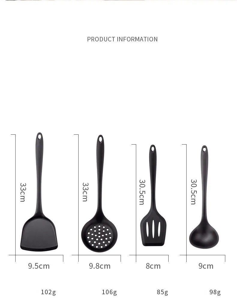 New Non-Stick Black Silicone Kitchen Utensils Set