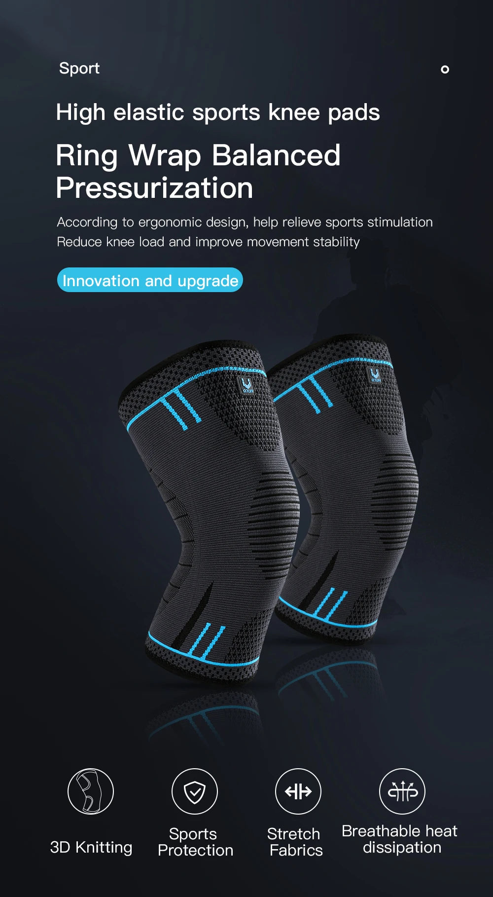 1 Pc Elastic Breathable Compression Knee Support Sleeve