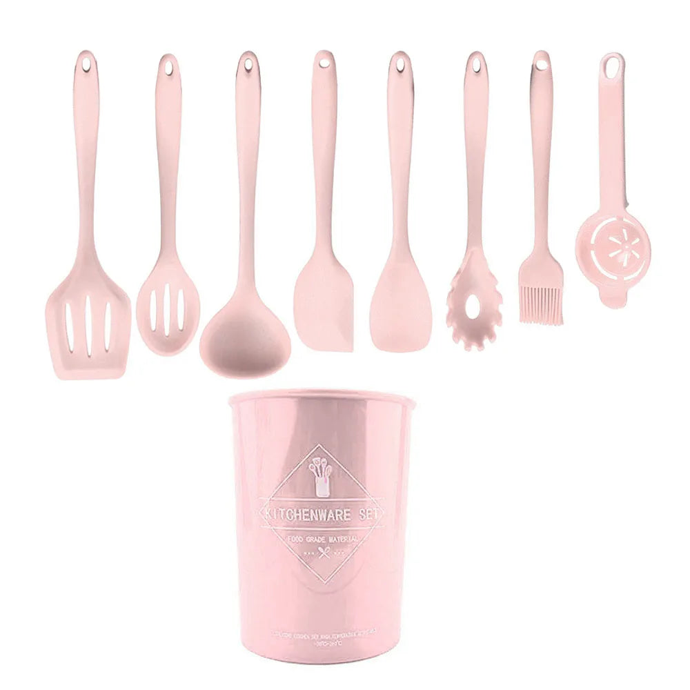 Green Heat Resistant Silicone Utensil Set for Non-Stick Cooking