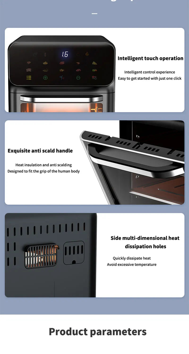10L Large Capacity Oil-Free Electric Air Fryer Oven