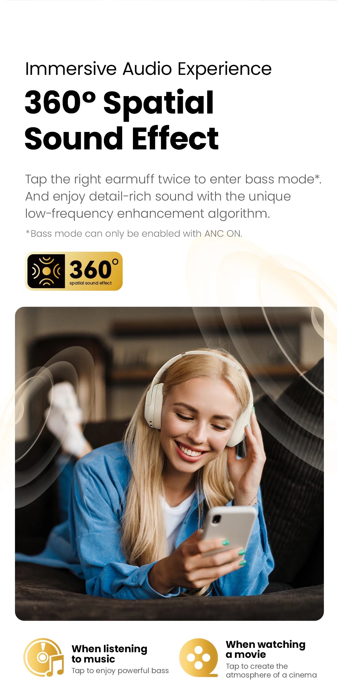 HAYLOU S30 Wireless Bluetooth 5.4 Headphones 80H Playtime