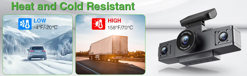 3 Channel Dash Cam Video Recorder with 24H Parking Monitor