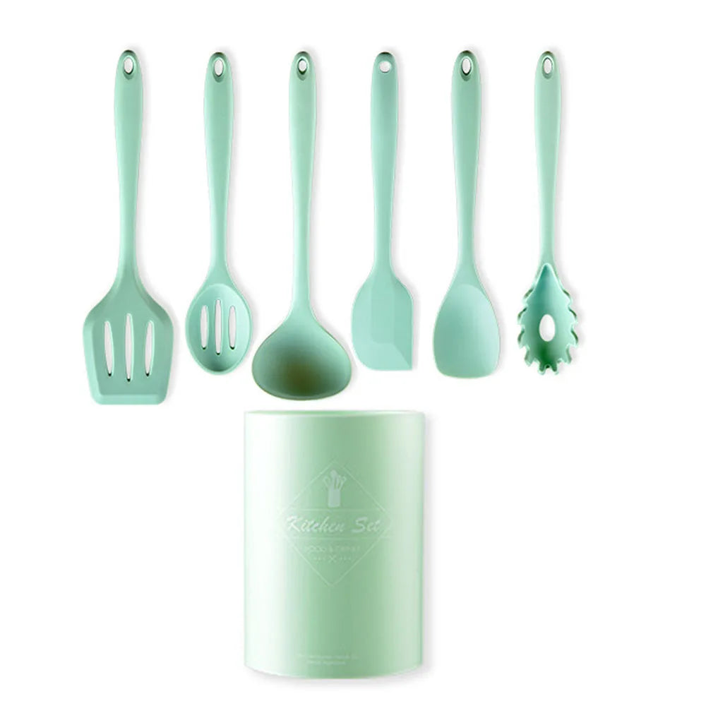 Green Heat Resistant Silicone Utensil Set for Non-Stick Cooking