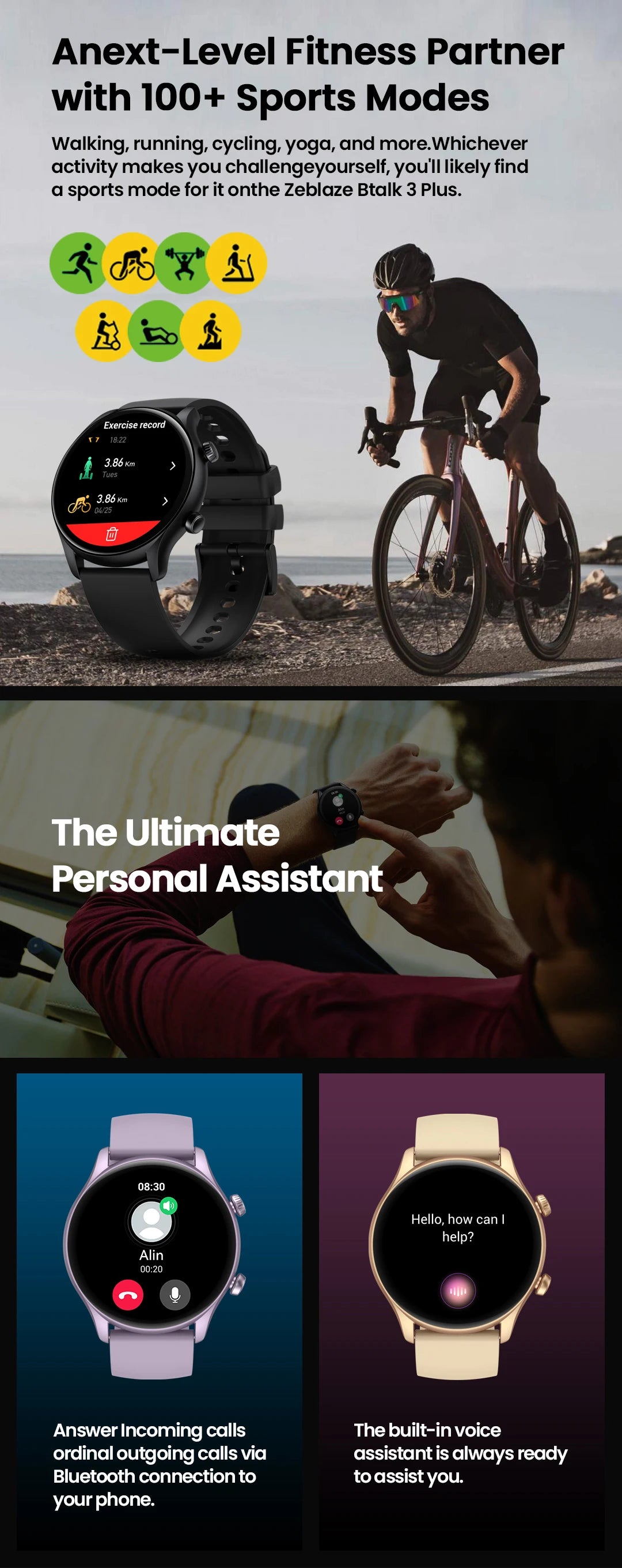 New Zeblaze Btalk 3 Plus Voice Calling Smart Watch 1.39&