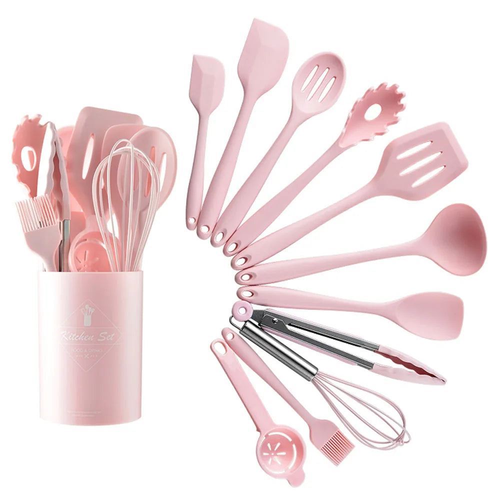 Green Heat Resistant Silicone Utensil Set for Non-Stick Cooking