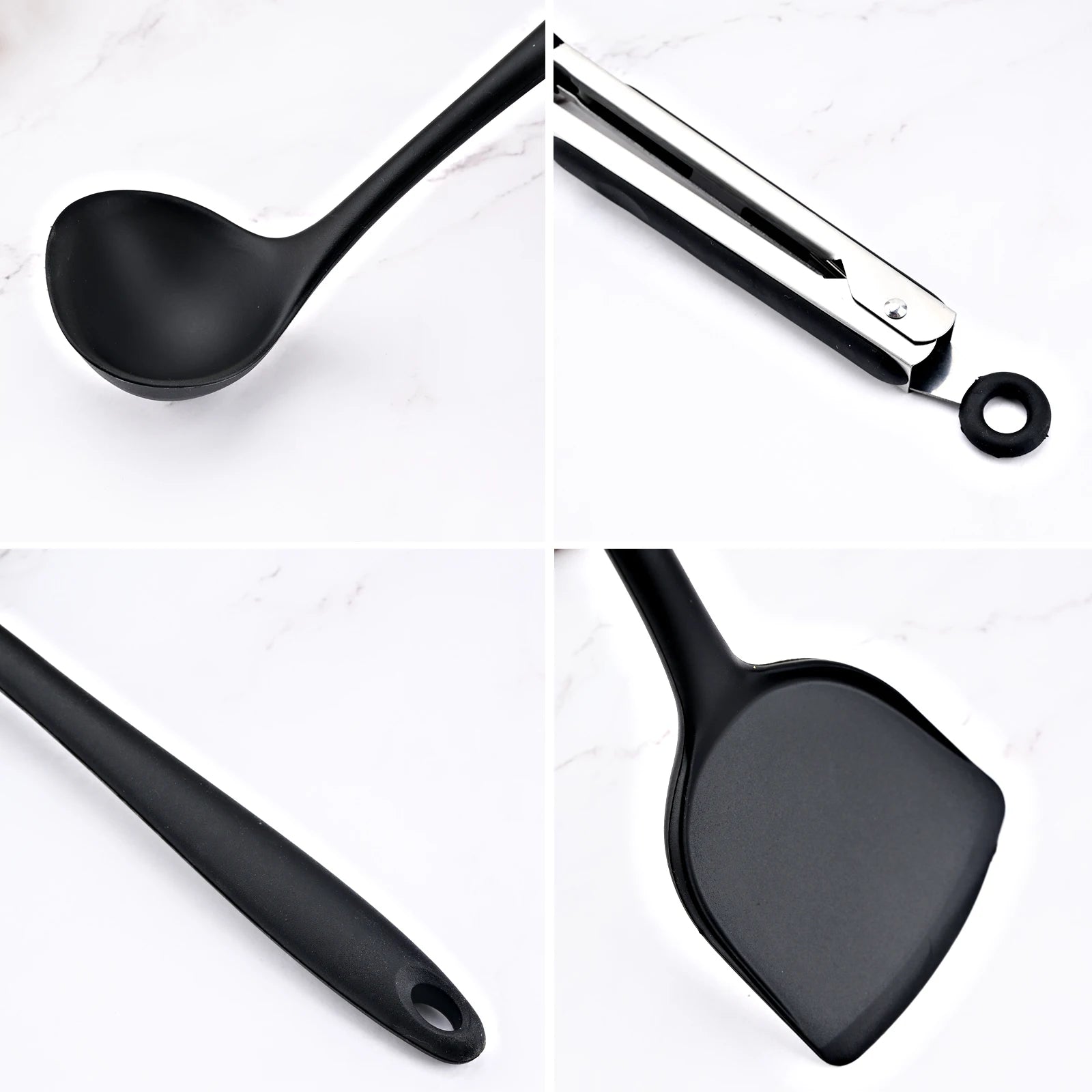 New Non-Stick Black Silicone Kitchen Utensils Set