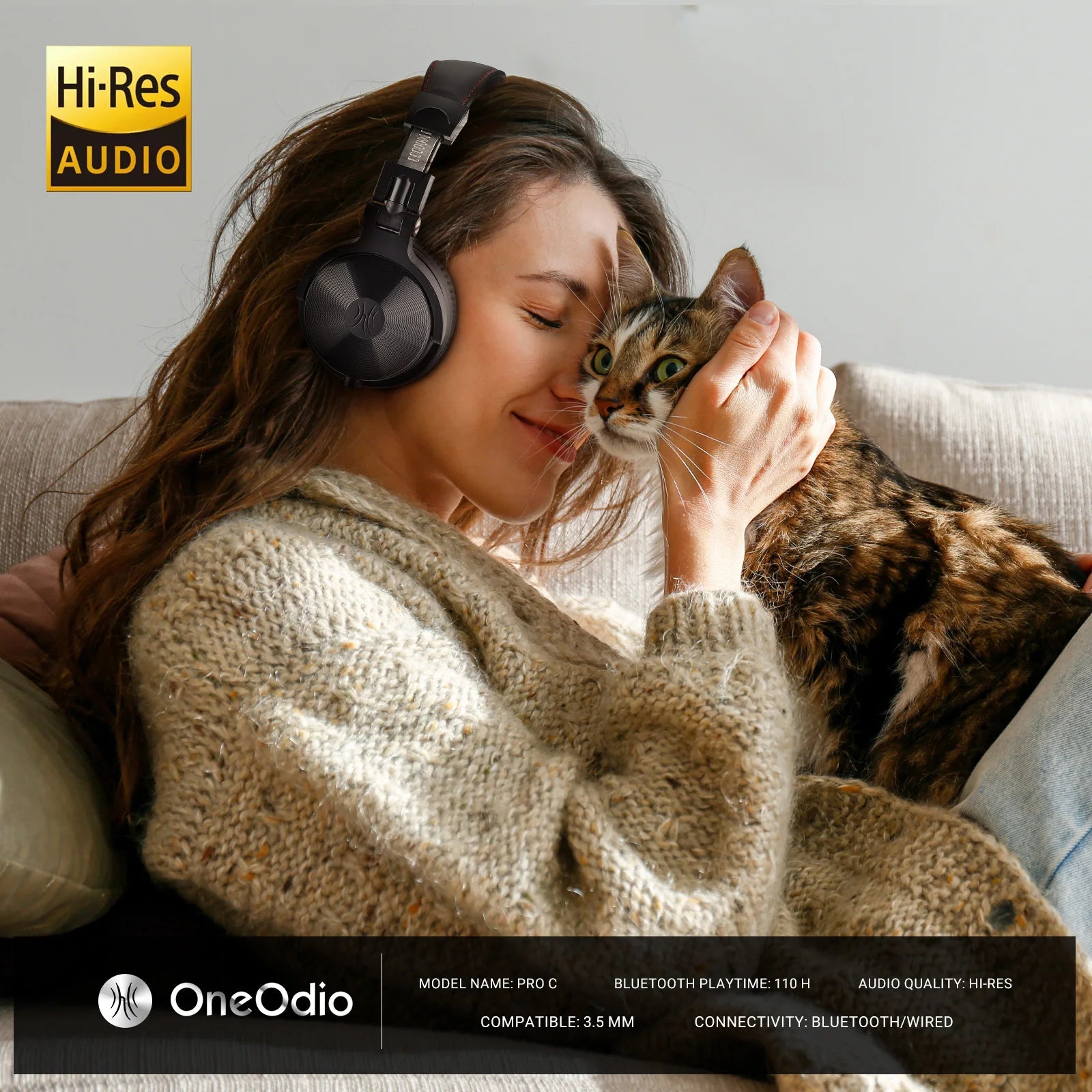Oneodio Bluetooth Wireless Headphones With Microphone 110Hr Battery