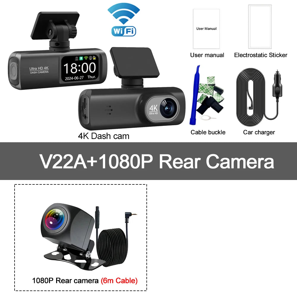 Soam Dash Cam 4K 1080P Dual-Channel Car DVR with GPS