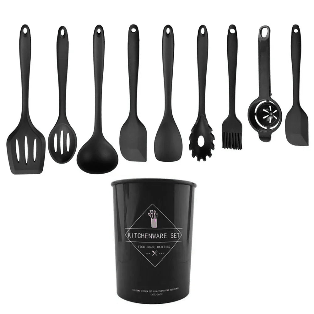 Green Heat Resistant Silicone Utensil Set for Non-Stick Cooking
